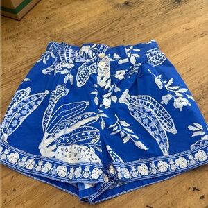FARM Rio High Waist Blue and White Women's Shorts
